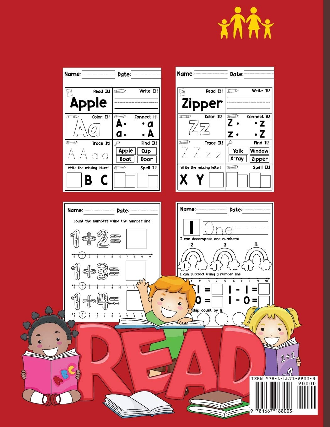 Alphabet and math preschool workbook age 3-6: Preschool to Kindergarten ABCs Reading and Writing, beginner Math Preschool Learning Book with Number Tracing and Matching Activities 72 pages