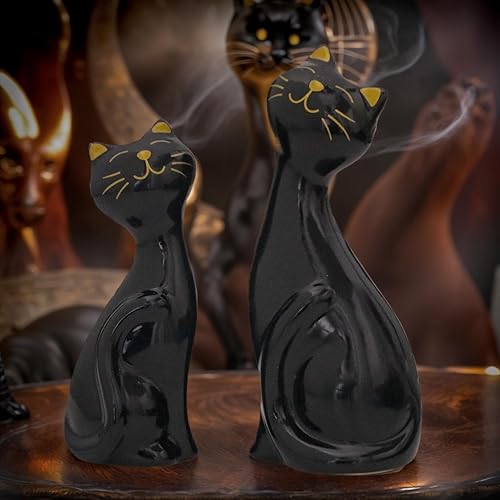 Miniatura 3 de Wisifayardin 2 figuras y estatuas de gato negro para decoración del hogar, figura de gato negro para amantes de los gatos