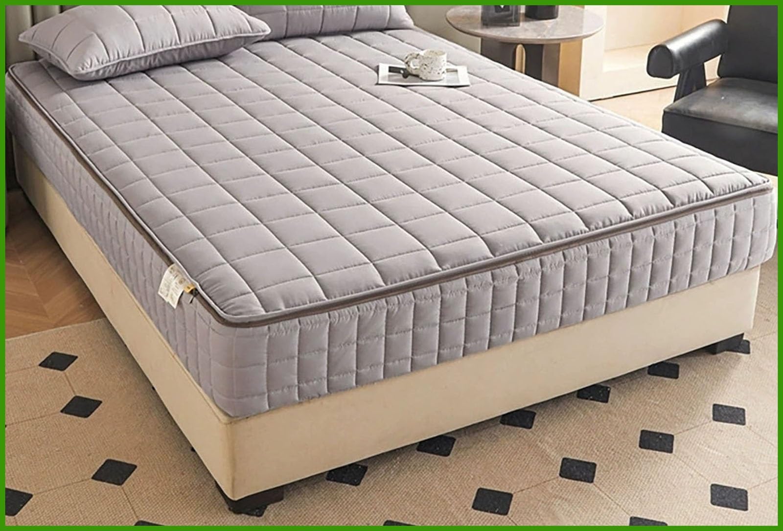 Coprimaterasso trapuntato personalizzabile con cerniera, grigio chiaro, adatto per letti da 120 x 190/160 x 190/120 x 200, 140 x 190 x 25 cm, perfetto per letti matrimoniali e singoli, morbido