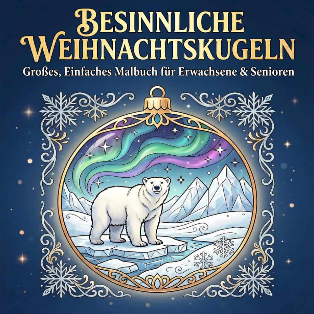 Besinnliche Weihnachtskugeln: Großes, Einfaches Malbuch für Erwachsene & Senioren – 50 entspannende und festliche Motive zum Ausmalen