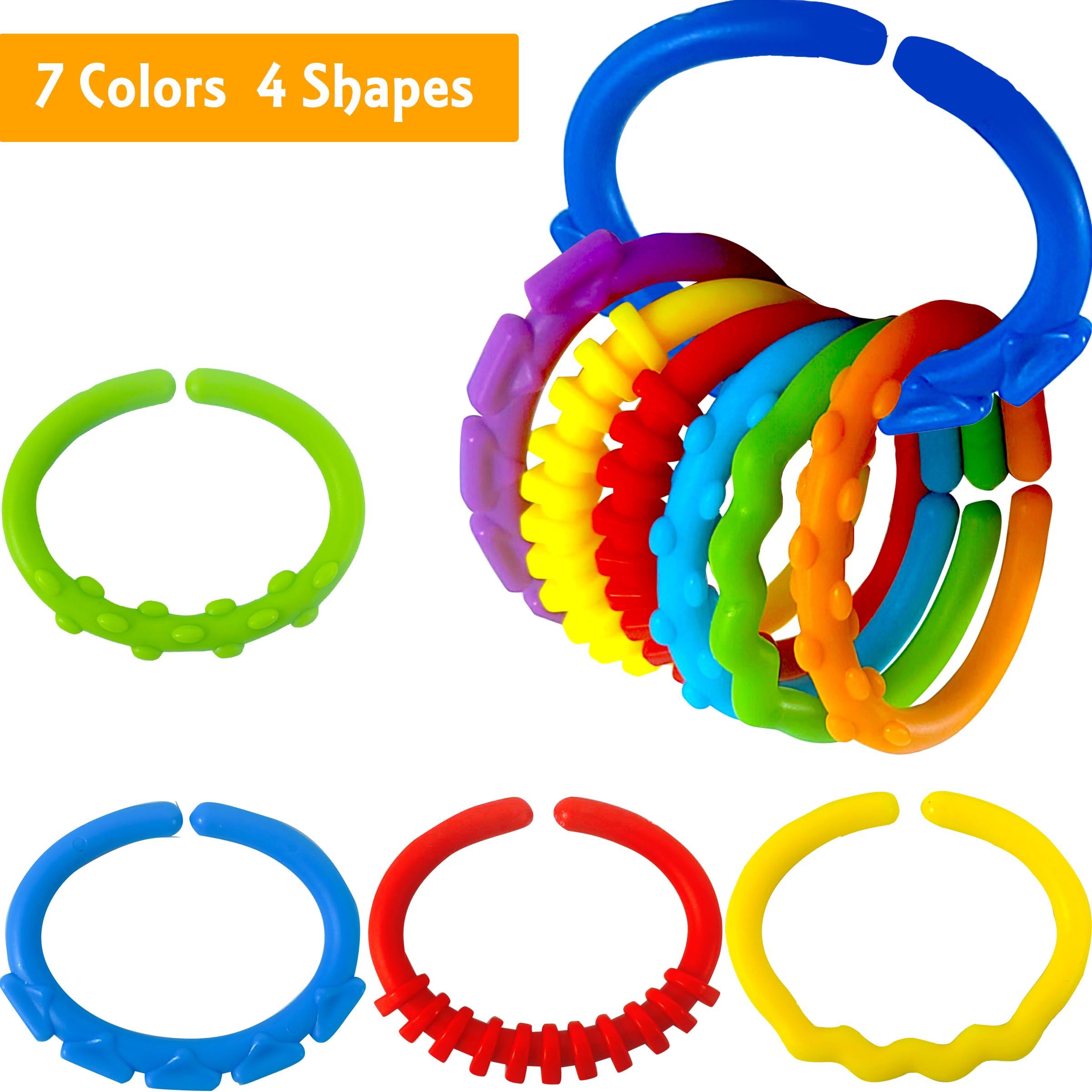 Amazon.com : KUTOI Baby Rings Toy Links - 24 Pcs Colorful Teething