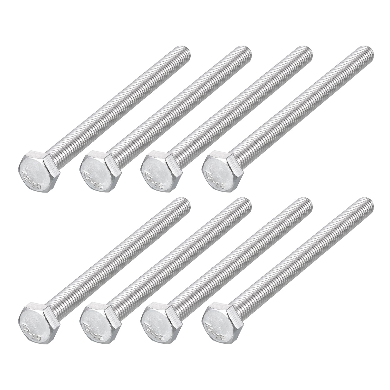 METALLIXITY Hex Bolts (M8-1.25x90mm) 8Pcs, 304 Stainless Steel Coarse Fully Threaded Hex Head Screw Bolt Machine Screws