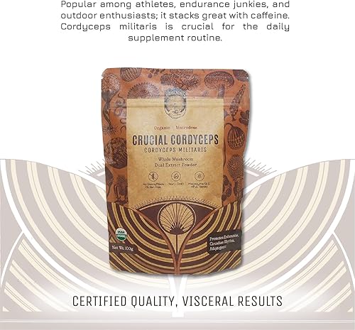 Miniatura 4 de Hamilton's Crucial Cordyceps  Polvo de extracto de hongo orgánico para resistencia y apoyo inmunológico  Alta potencia  30% beta-glucanos  Sin