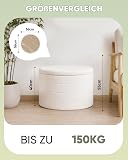 Bonlife Tabouret de Rangement, Rond Pouf Pliable, Grand Coffre de Rangement, pour Salon, Chambre, Dortoir, Crème, 56x56x40 cm - 3