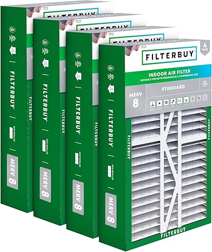 Miniatura 10 de Filterbuy Filtro de aire MERV 8 de 20 x 25 x 5 pulgadas, protección contra el polvo (paquete de 4), filtros de aire plisados HVAC para calderas de
