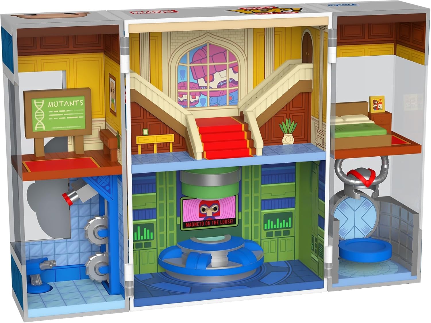 Funko Pop! Bitty Boxes: X-Men - The X-Mansion Playset - Wolverine and Professor X - Collectable Display Case with Interior Scene and Storage - Gift Idea