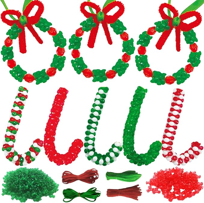 AouEtnay 30 Pieces Christmas Beaded Ornament Kits for Kids Adults, Christmas Crafts