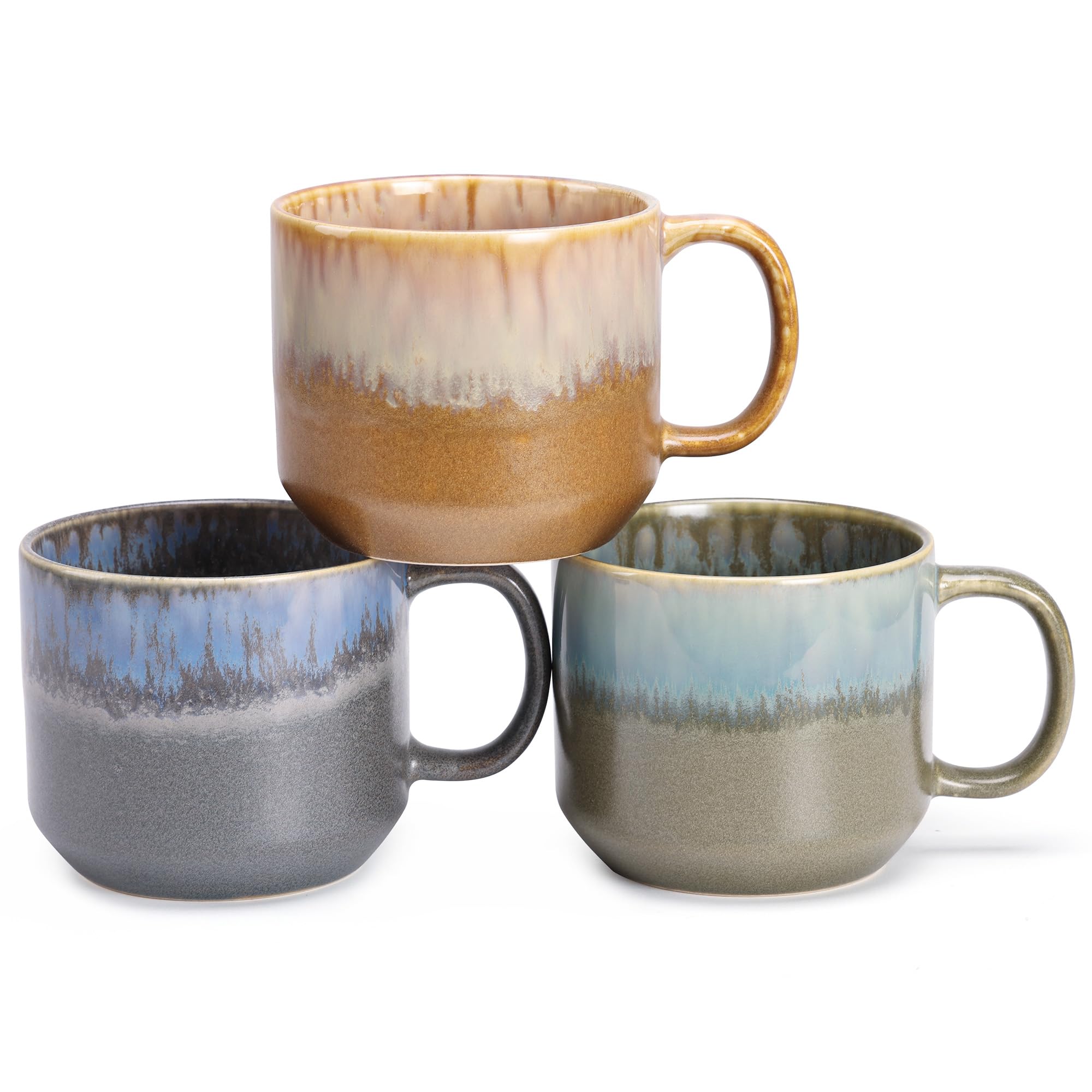 Amazon.com: QUTREY Coffee Mugs Set of 3, 17oz Large Coffee Mugs with  Handle, Ceramic Drinking Cups for Coffee, Milk, Juice, Latte, Tea, Cocoa, 3  Colors : Home & Kitchen