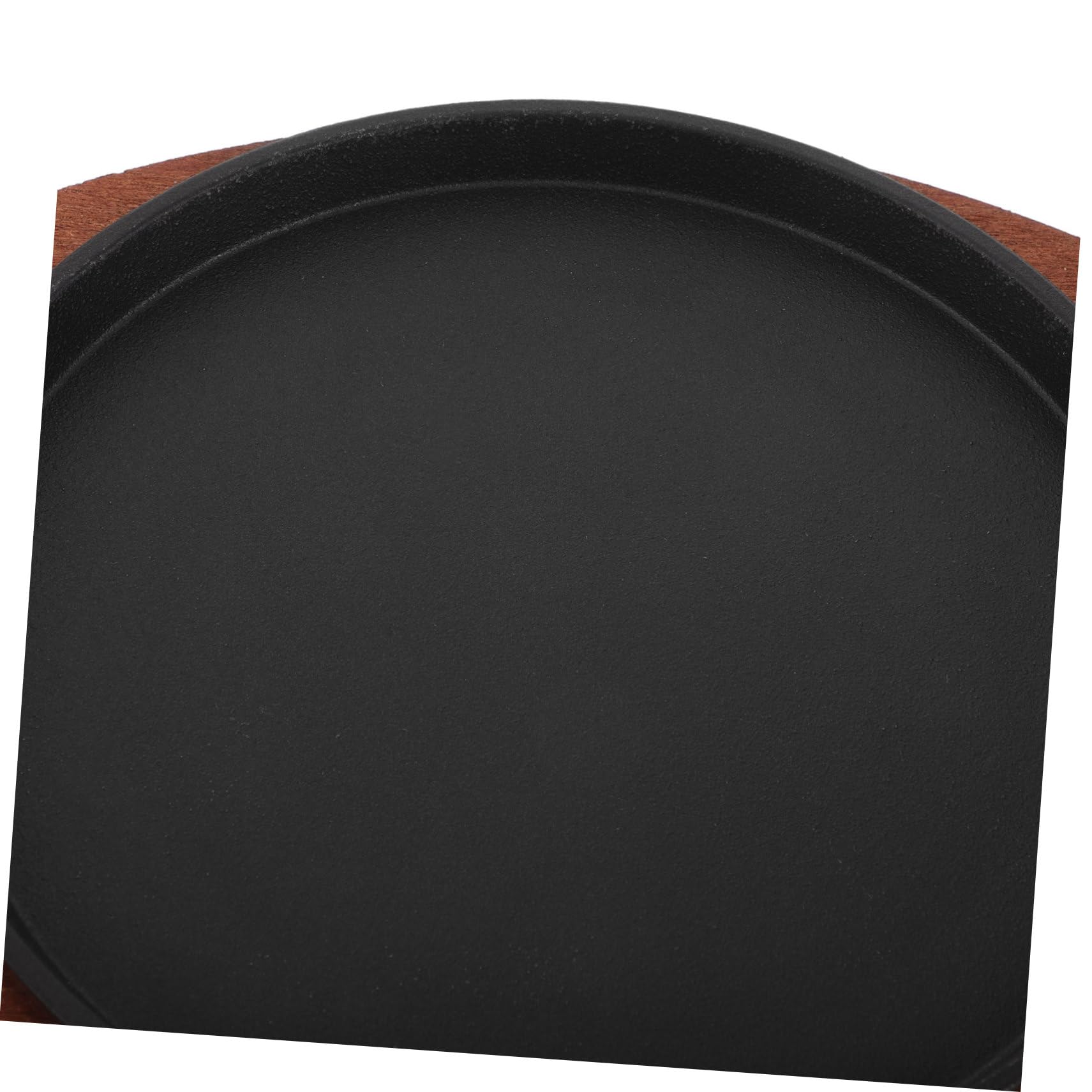 Sartén para Parrilla Redonda 1 Juego de Hierro Fundido con Tapa | Acero Inoxidable y Madera, Acabado Negro, para Pescado y Bistec, Uso Doméstico y Cocina