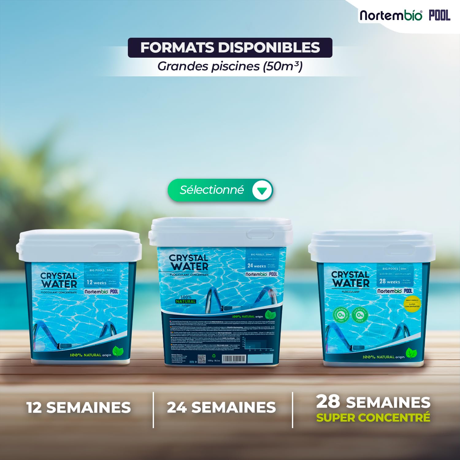 Nortembio Floculant Naturel Grandes Piscines et Spa Clarificateur Professionnel pour Eau Trouble et Eau Cristalline Traitement Haute Performance + eBook Offert avec Conseils d’Experts (24 Semaines)