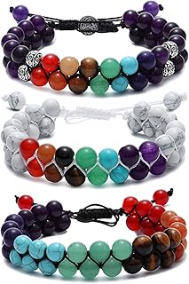 Berryki 7 Chakras Healing Crystals Bracelet for Women and Men - Pack of 3