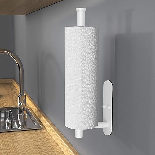 Miniatura 7 de VAEHOLD Soporte autoadhesivo para toallas de papel debajo del gabinete, soporte de rollo de papel montado en la pared para cocina, baño, pared,