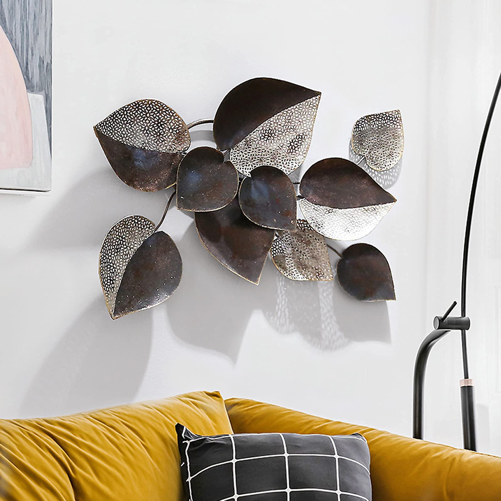Dekoracja ścienna,Dekoracje metalowe dekoracje ścienne wewnątrz i na zewnątrz dekoracje do sypialni lub kuchni, rzeźba ścienna do salonu 62,9 x 40 cm/24,8 x 15,7 cala