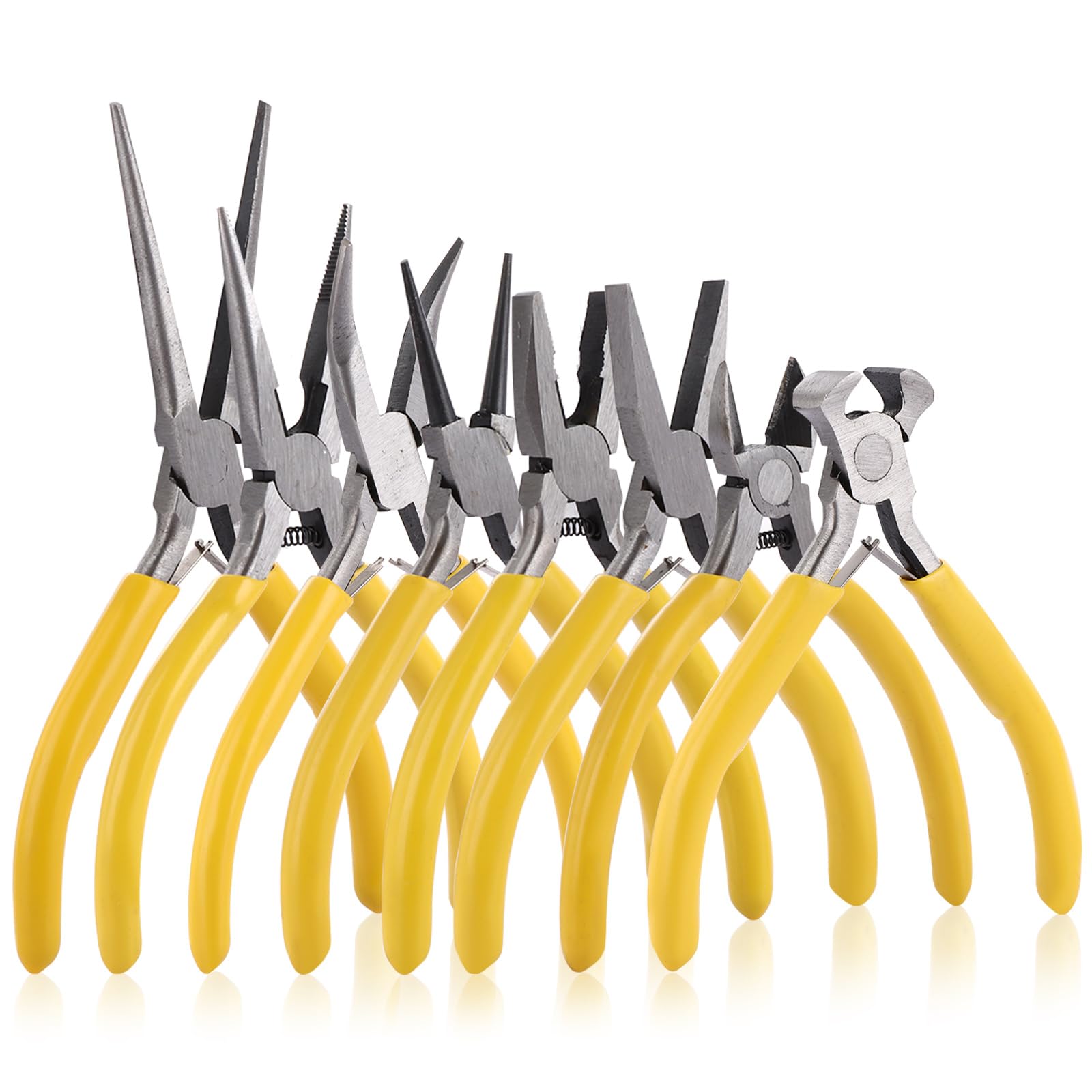 ASelected 8 PCS Jewellery Pliers Kit,Jewellery Making Set with Needle and Round Nose Plier,Wire Cutter,Diagonal-Nosed Pliers,Wire Cutters,Flat and Top-Cutting Pliers