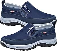 Tênis ortopédico masculino Youyan - Tênis masculino sem cadarço com arco, vintage para caminhada e lazer - Azul, Tamanho 39