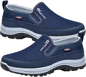 Tênis ortopédico masculino Youyan - Tênis masculino sem cadarço com arco, vintage para caminhada e lazer - Azul, Tamanho 39