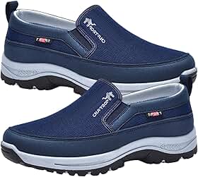 Tênis ortopédico masculino Youyan - Tênis masculino sem cadarço com arco, vintage para caminhada e lazer - Azul, Tamanho 39