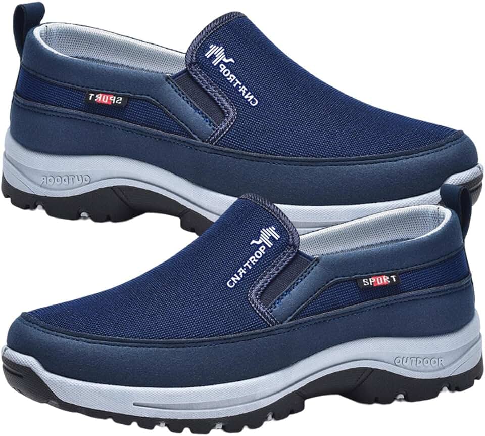 Tênis ortopédico masculino Youyan - Tênis masculino sem cadarço com arco, vintage para caminhada e lazer - Azul, Tamanho 39