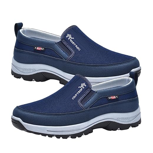Tênis ortopédico masculino Youyan - Tênis masculino sem cadarço com arco, vintage para caminhada e lazer - Azul, Tamanho 39