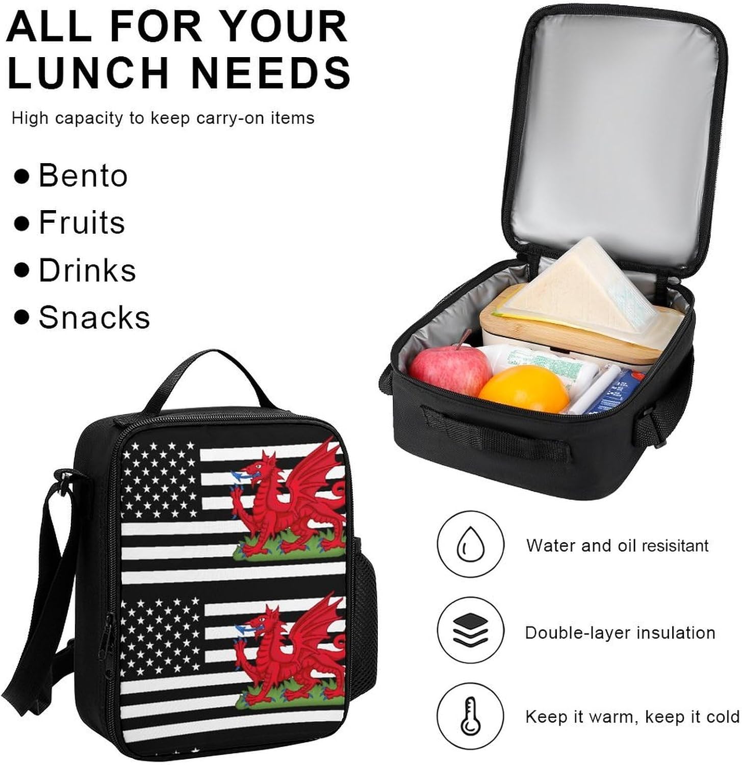 U.S. Flag of Wales Welsh Cute 3Pcs Backpack Sets image 5