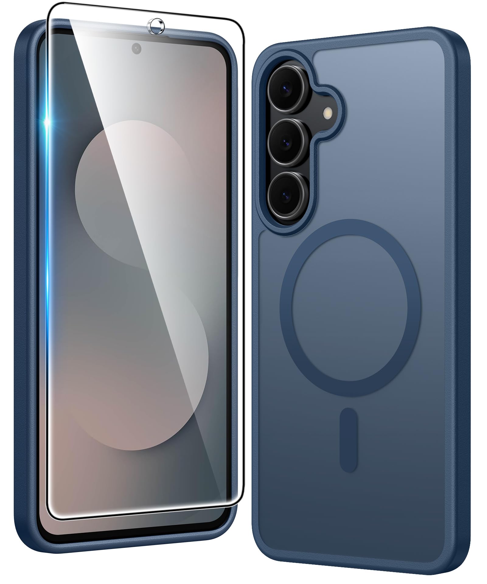 FNTCASE for Samsung Galaxy S25-FE Case Matte Compatible with Magsafe | Screen Protector, Military Grade Drop Protection, Slim Phone Cases, Shockproof Protective Bumper, Translucent Cell Cover