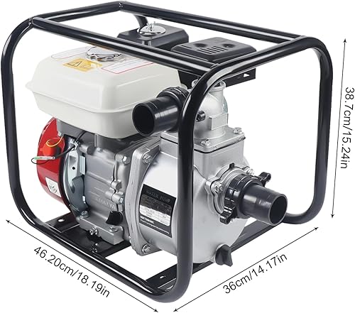 Miniatura 3 de Bomba de agua con motor de gasolina de 2 pulgadas, bomba de transferencia de agua de alto flujo de gasolina de 4 tiempos de 6.5 HP de 4 tiempos,