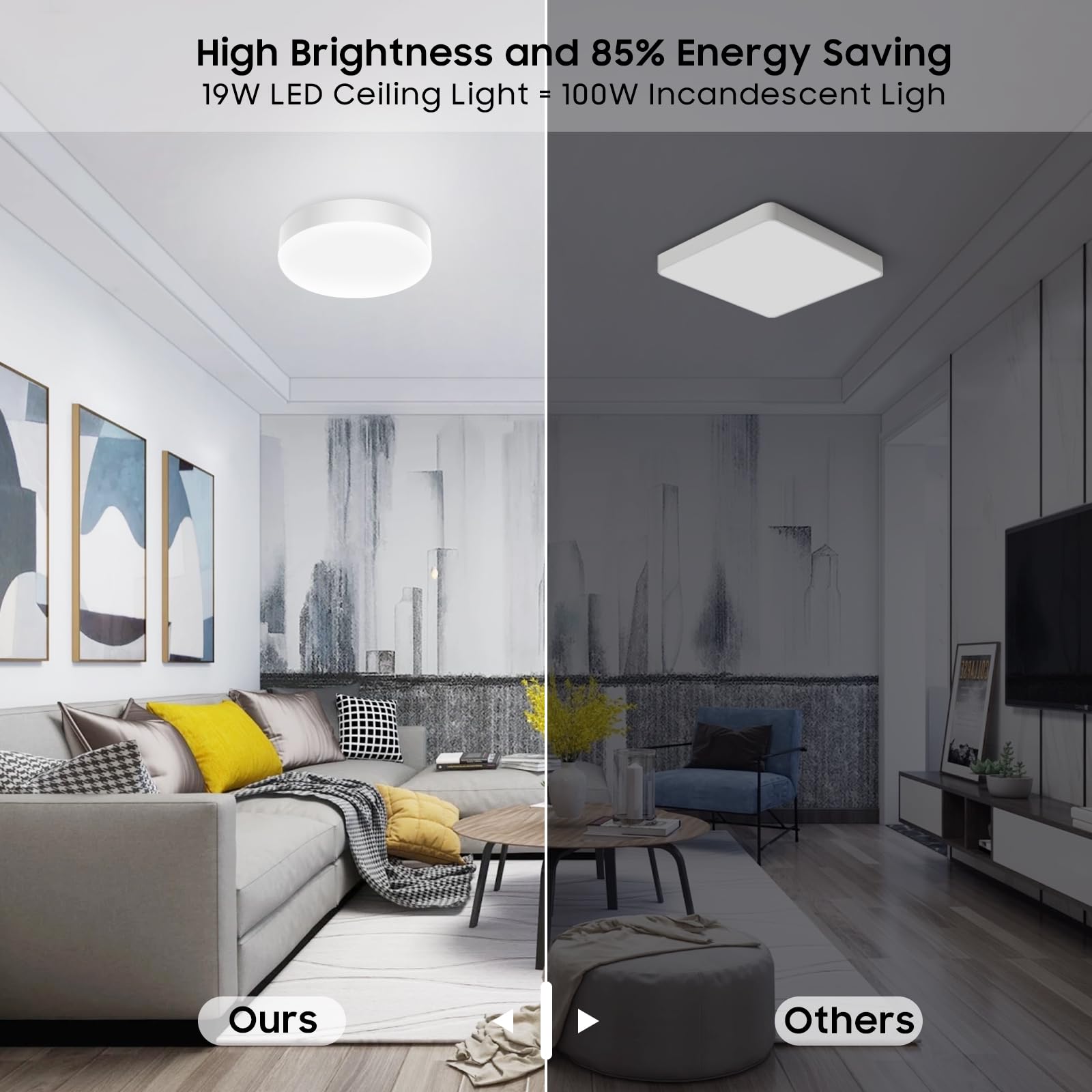 Deckenleuchte, Badezimmer Lampe Decke wasserdicht IP65, 19W kreisförmige, Badlampe Decke, entspricht 126W 4000K natürliches Weiß, runder Durchmesser 20 cm moderne LED-Deckenleuchte für Toilette