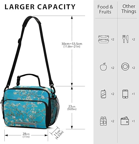 Miniatura 2 de QwThum Bolsa de almuerzo con diseño de búho lindo para niños, organizador de almuerzo con doble aislamiento, impermeable y reutilizable, bolsa de