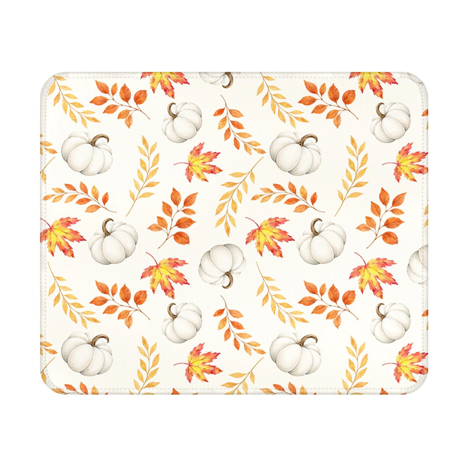 Fall Mouse Pad - 9.5x7.9 Inch Pumpkin Mousepad Maple Leaf Keyboard Mat with Anti-Slip Rubber Base for Computer Mouse Keyboard Home and Office