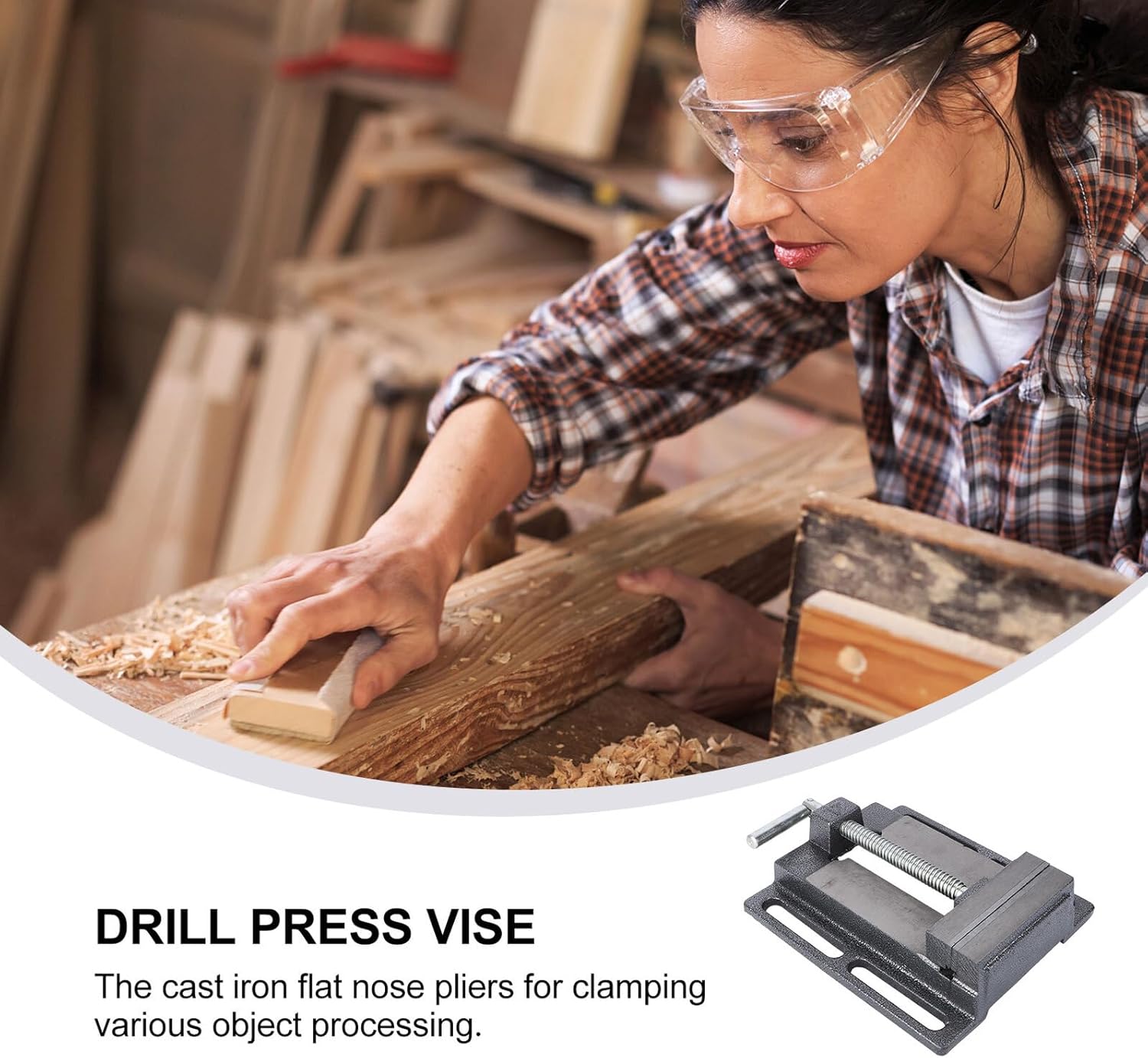 4-inch Cast Iron Drill Press Vise Bench Clamp with Table Base for Woodworking Milling and Drilling Machines, Multi-function Workholding Device for Precision Clamping Random Color