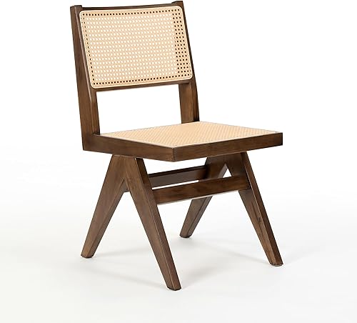 HoeuThien Silla de comedor de ratán de granja, silla auxiliar de madera de mediados de siglo, moderna de mediados de siglo, silla sin brazos de caña disponible en Yaxa Peru