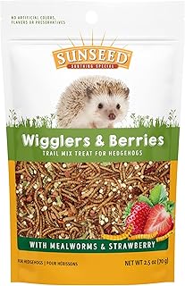 Sunseed Vita Prima Wigglers & Berries Hedgehog Treat - Mealworms for Hedgehogs - Small Animal Trail Mix Snack