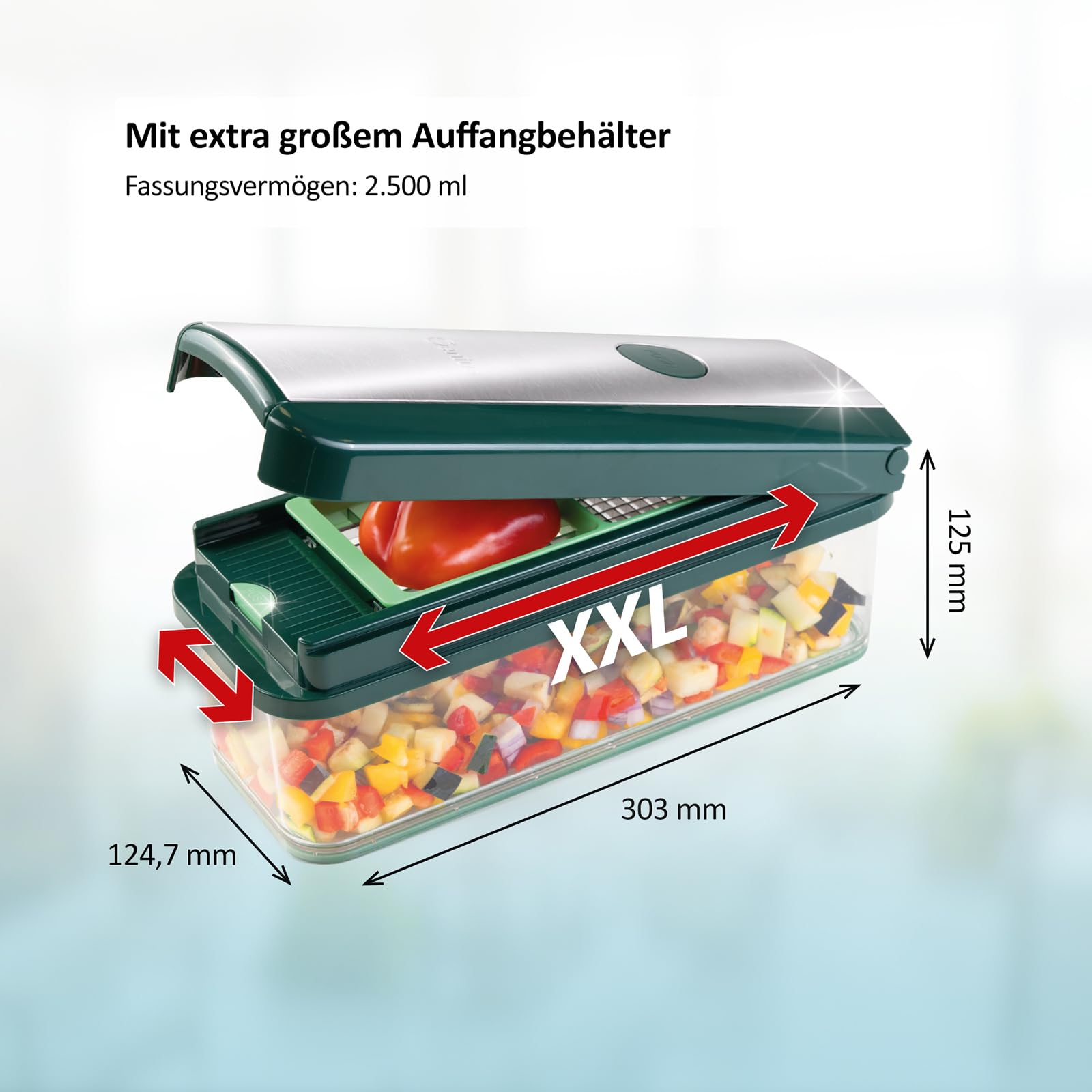 Genius Nicer Dicer Exclusive 30 tlg Gemüseschneider & Gemüse Hobel multifunktional- Mandoline, Würfelschneider, Julienne & Spiralschneider, Reibe, Zerkleinerer für Gurken, Kartoffeln, Obst