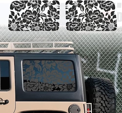 Calcomanías para ventana trasera con estampado floral para Wrangler 2018-2024 de 4 puertas JLU 2018 2019 2020 2021 2022 2023 2024 Calcomanías