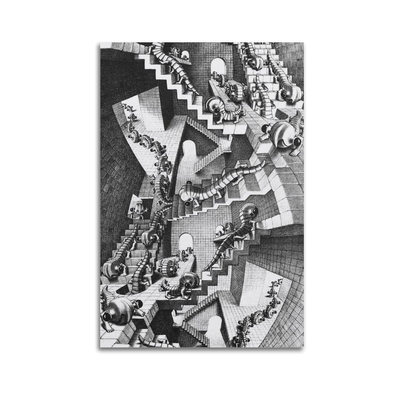 SJWINER M. C. Escher Canvas Wall Art Decor Living Room Modern Family Bedroom 16x24inch(40x60cm) Unframe-style