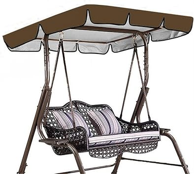 Swing Canopy Cover Replacement 78x50 Inch for 3 Seater Outdoor Swing Chair 600D Oxford Fabric Water-Resistant Top with Tie Straps Brown