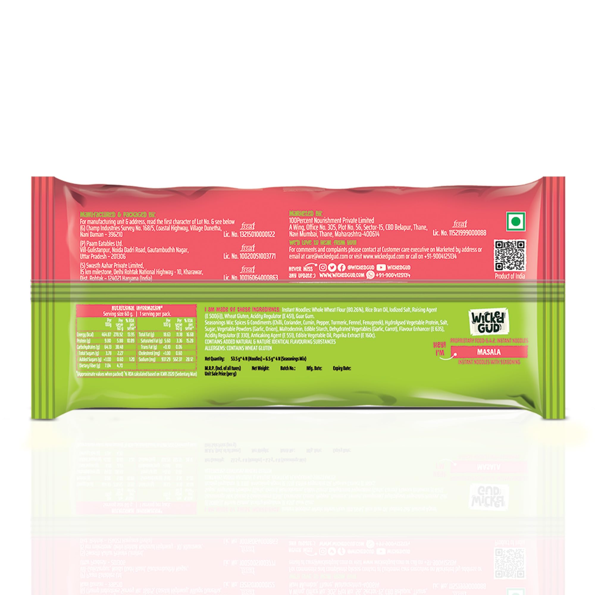 WickedGud Nourishing Instant Noodles Range Assorted | No Maida | No Palm Oil | No MSG | High Protein | High Fibre | Cholesterol Free, 240 grams x 3