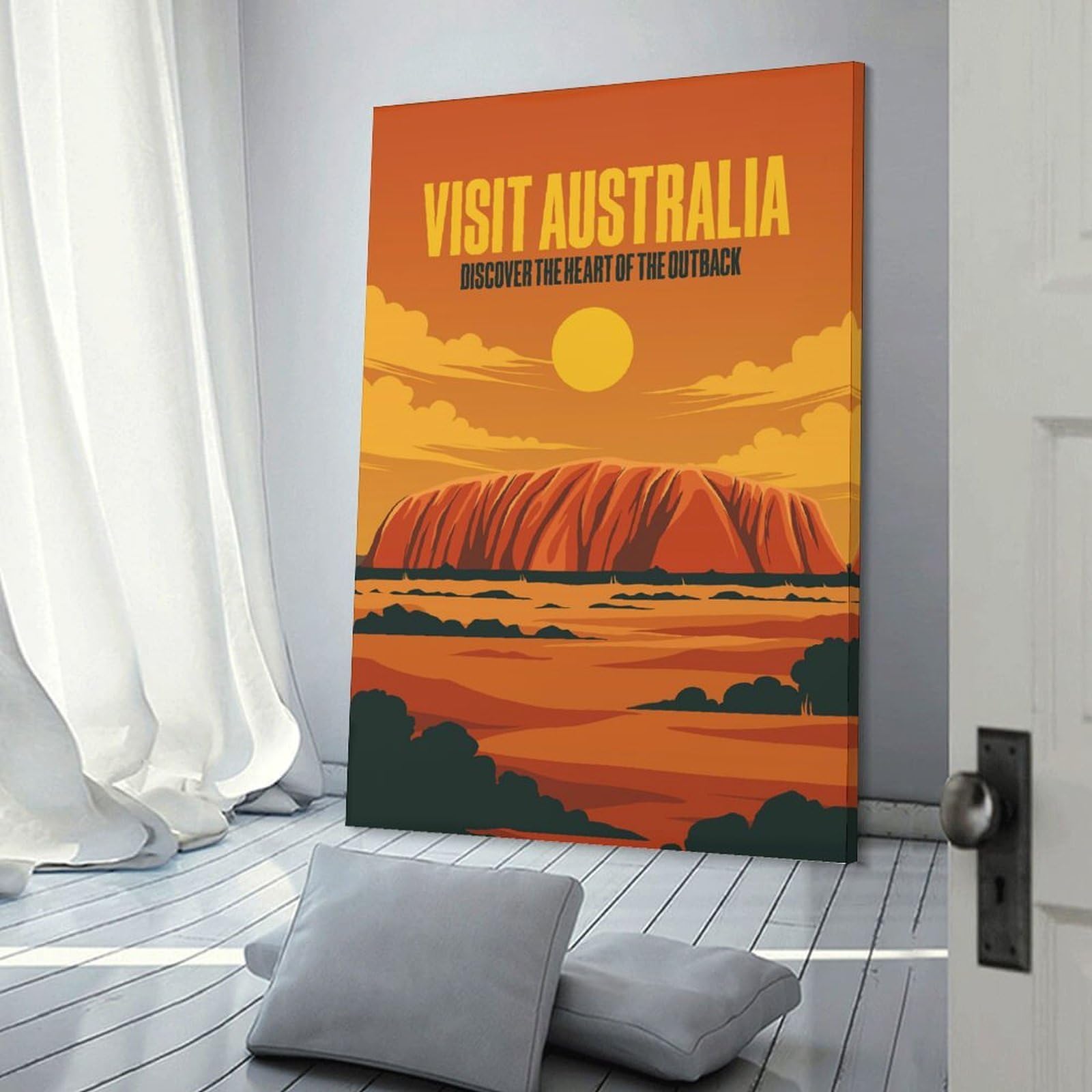 Junmoney Visit Australia Outback Travel Wall Picture Print 24x36inch(60x90cm), for Lounge Decor, Offices Or Entryway Styling, Versatile Wall Decor for Many Rooms