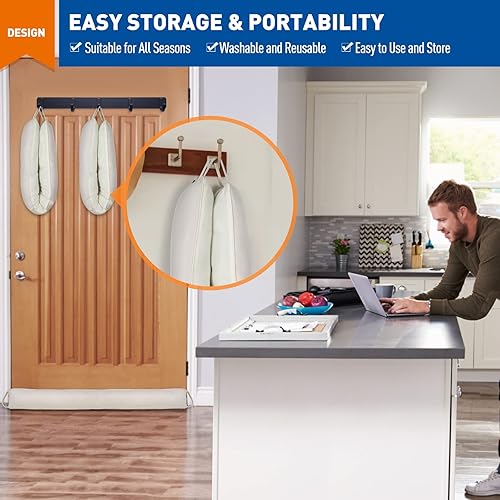 Miniatura 63 de MAGZO - Tapón de ruido para puerta; bloqueador de corrientes de aire, reductor de ruido, tapón de aire resistente para la parte inferior de la Marrón