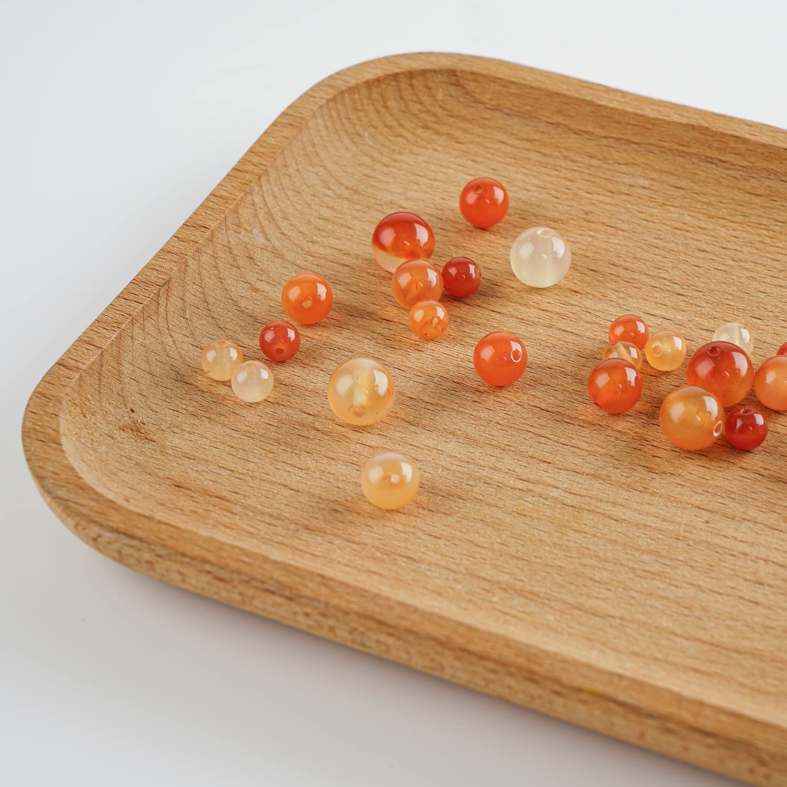45pcs 8mm Orange Stripe Agate Beads - Natural Gemstone Loose Beads For Jewelry Making