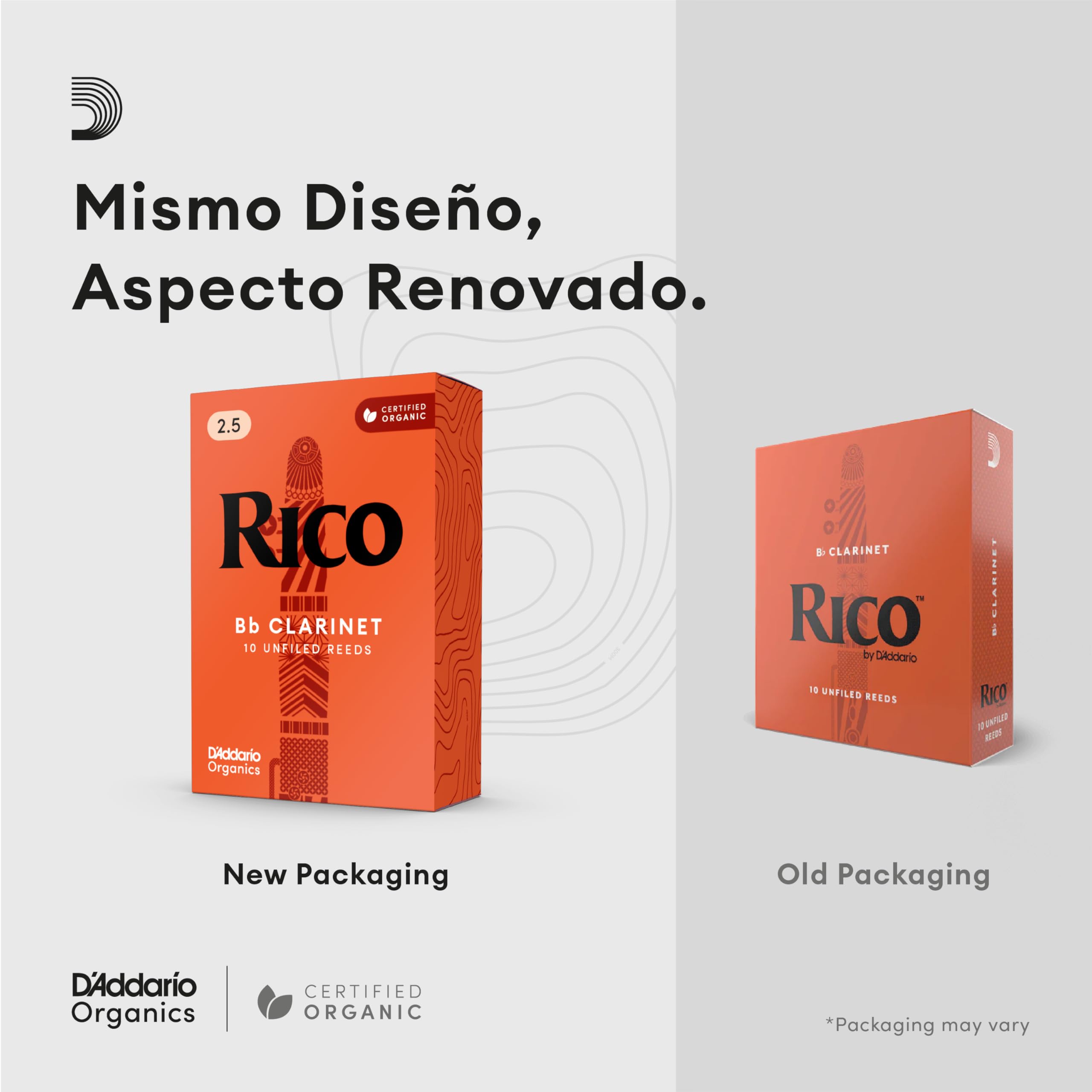 Cañas D'Addario Rico para saxofón barítono, fuerza 2.5, paquete de 25