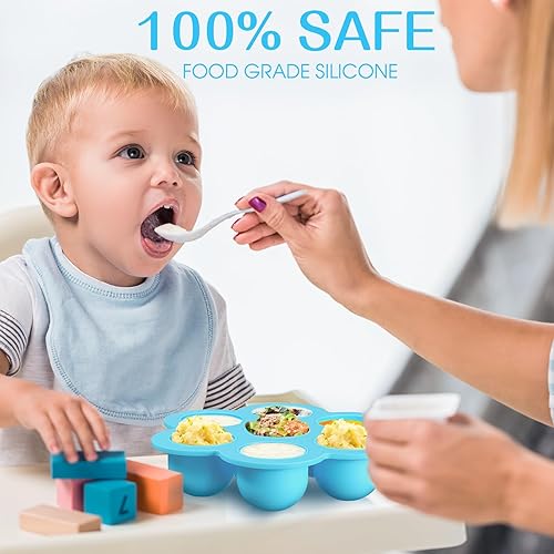 Miniatura 5 de Bandeja de silicona para congelador de alimentos para bebés, 4 unidades, apilable, reutilizable, de 2.5 onzas, bandeja de almacenamiento para huevos