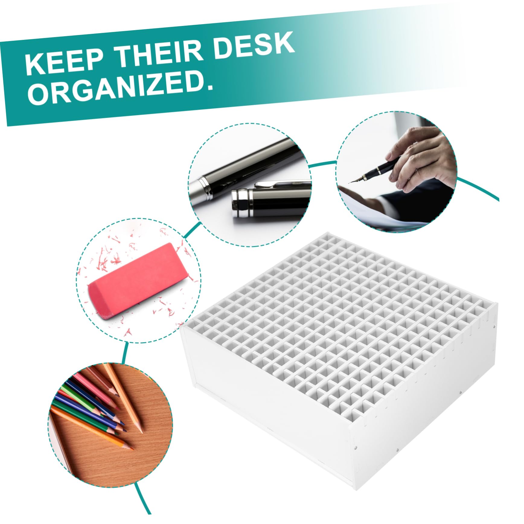Portapenne Organizer da Scrivania 240 Scomparti Abs Bianco | Grandi Capacità, Facile Trovare Cancelleria, Festa Scuola Decor, Ufficio e Kindergarten