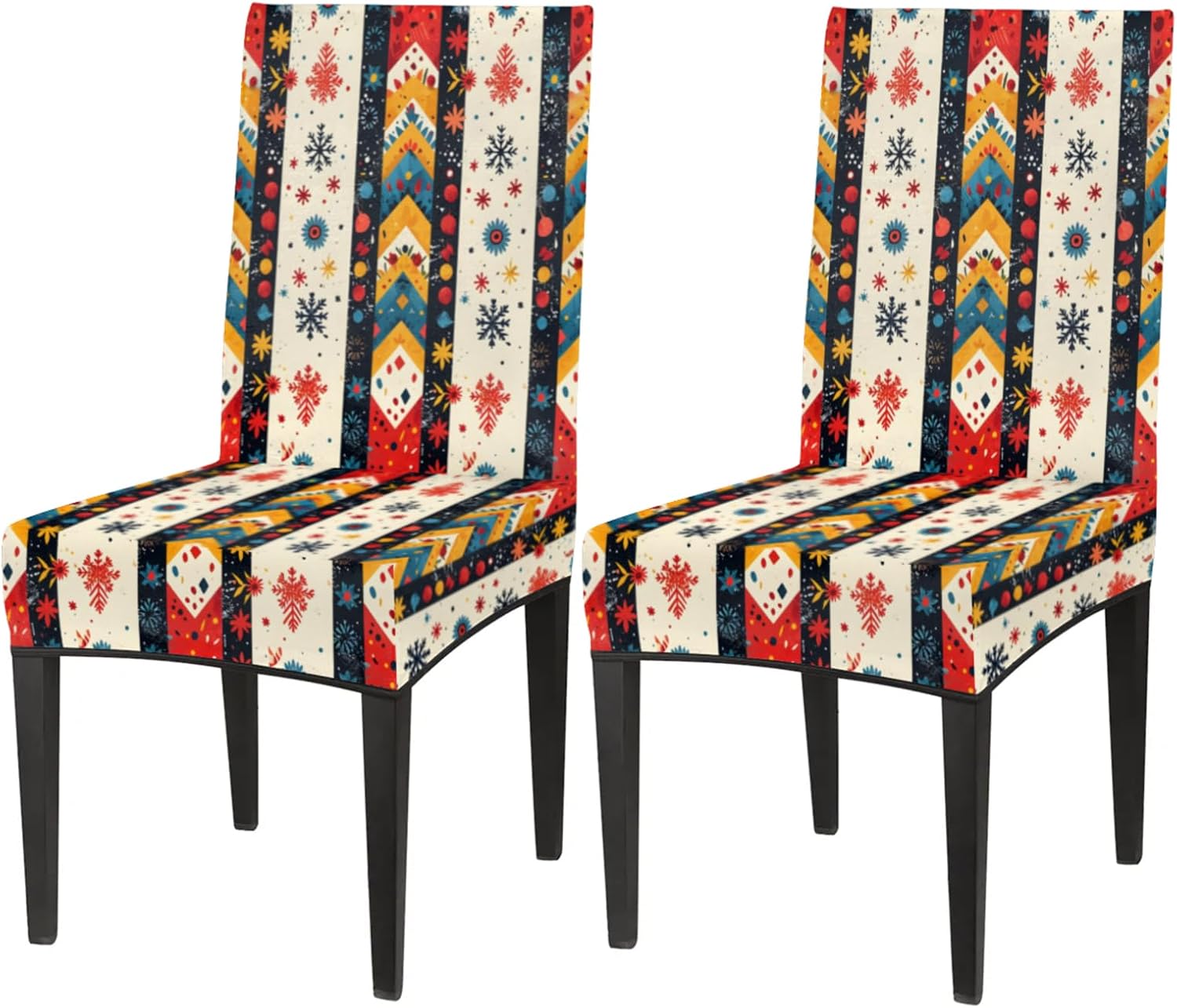 QsirBC Bohemian Snowflake Stretch Dining Room Chair Covers Set of 4 Chair Slipcovers Removable Washable Kitchen Seat Covers Chair Protectors for Hotel Party Wedding