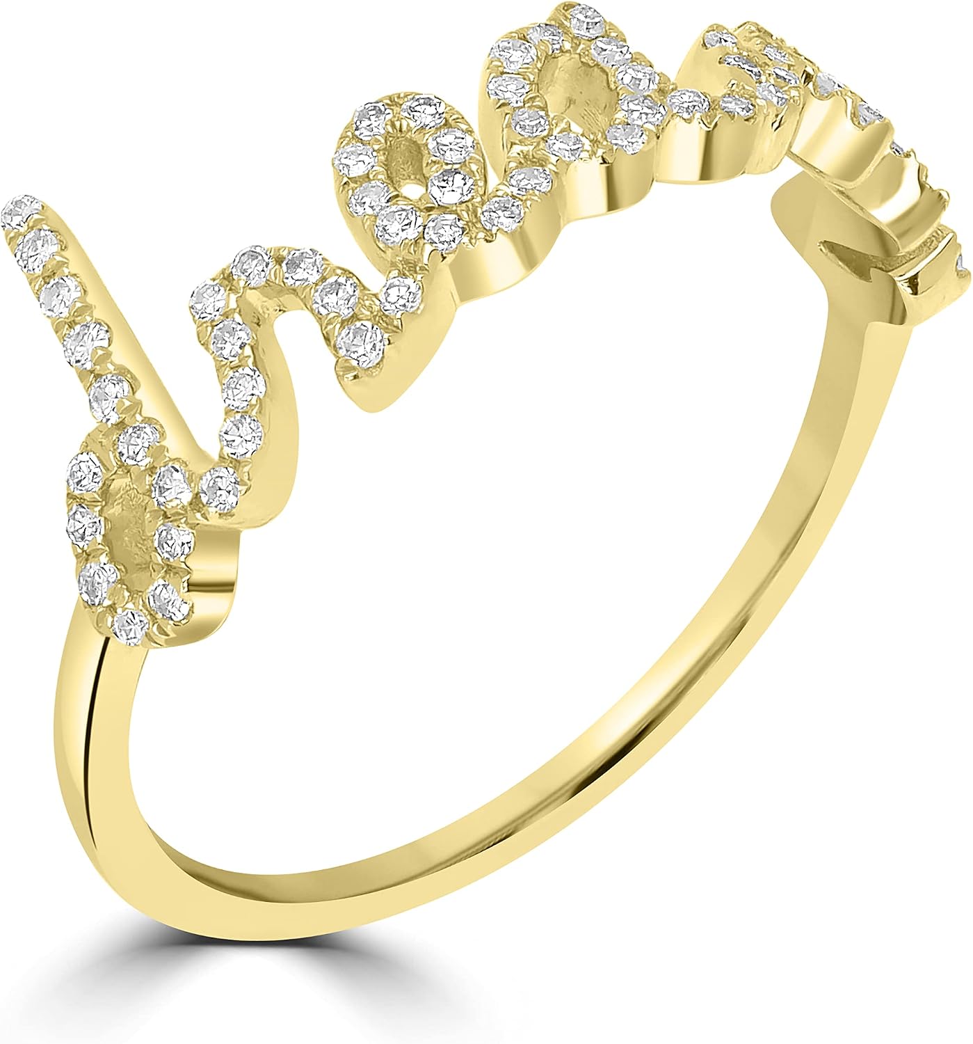 Womens 14K Yellow Gold 0.2 Ct Round Diamond Dream Ring Gift for Her (GH Color, I1 Clarity) | Birthstone Jewelry | Wedding | Anniversary | Birthday