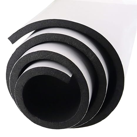 DGSL Neoprene Adhesive Foam Sheets, 12'' W x 59'' L x 1/2'' Thick Sponge Self Adhesive Rubber Padding Sheet Closed Cell Foam Sheet Roll for DIY, Multi-Function Soundproof Rubber Mat, Black