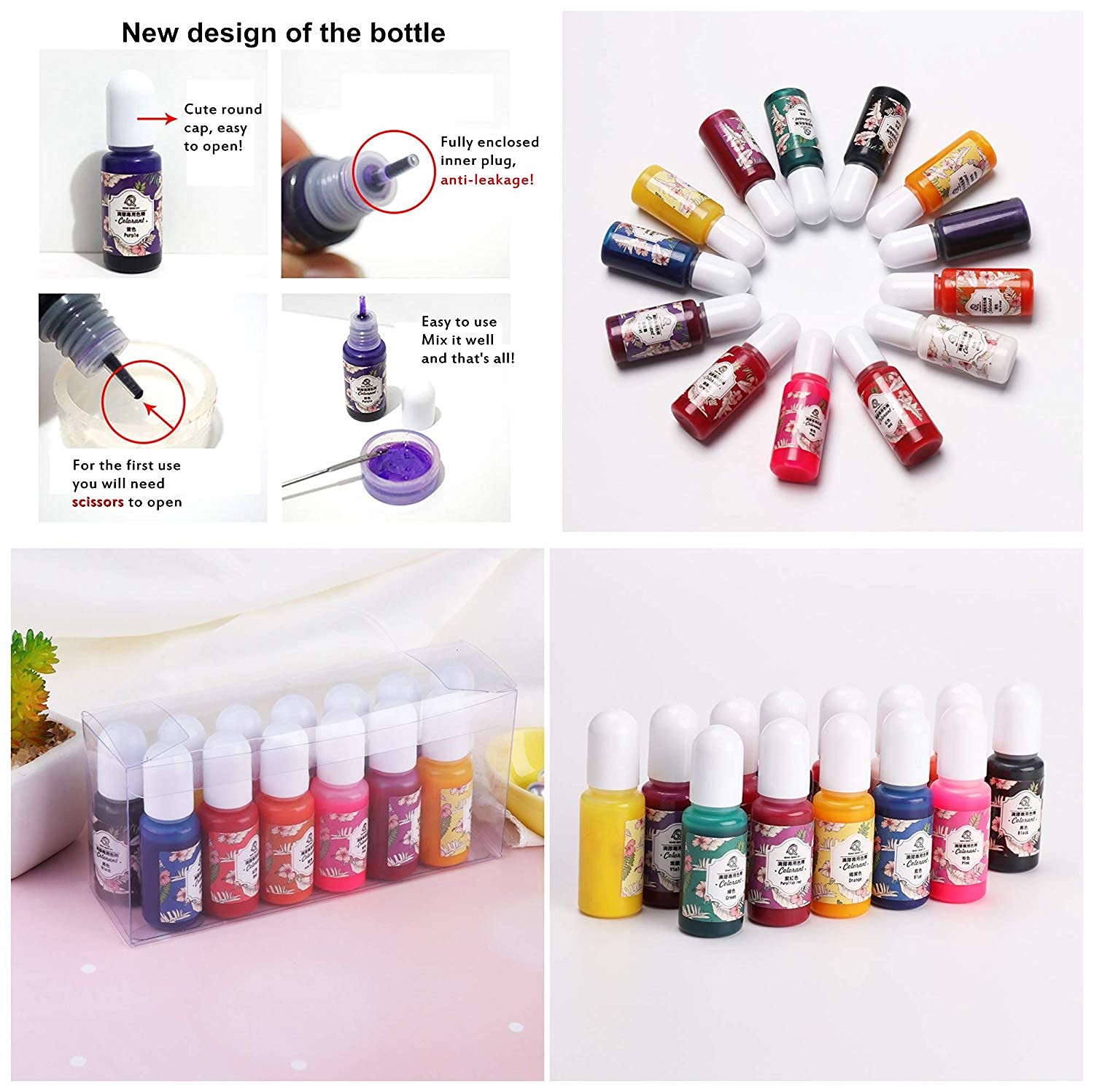 Colla UV inodore 250g resina epossidica, 15 pigmenti liquidi di colore 9X silicone 12 paillettes glitter 14x lunette aperte sul retro nastro senza traceless con lampada pinzette per ciondoli fai da te