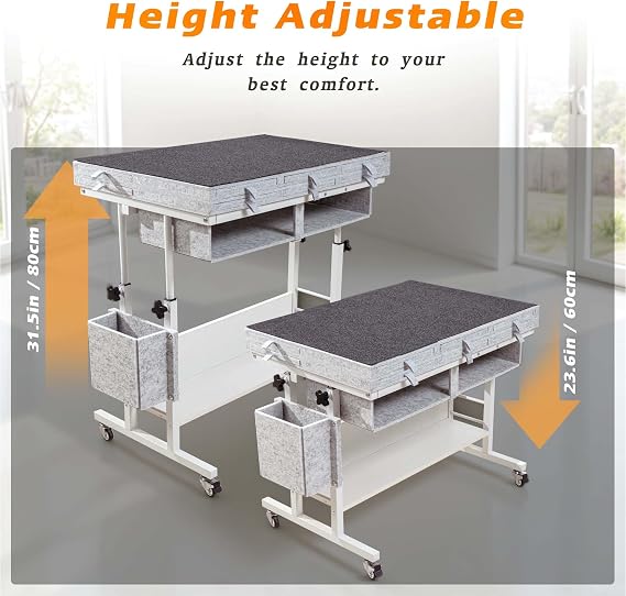 Tektalk 2000 Piece Foldable Felt Jigsaw Puzzle Table, Light Gray