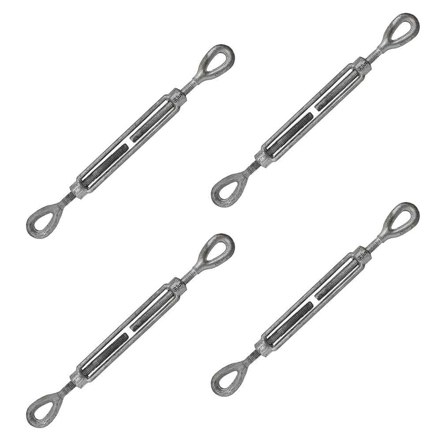 Tensor de ojal a ojal galvanizado US Cargo Control, 5/16 pulgada x 4,5 pulgadas, límite de carga de trabajo 800 libras, paquete de 4 unidades, para aplicaciones industriales de tensado
