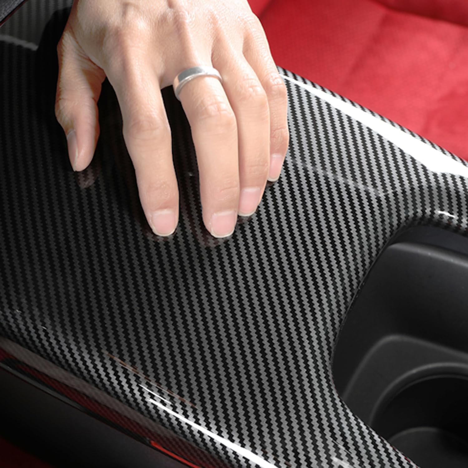 HIGH FLYING for Honda Civic 11th Gen. 2022 2023 2024 2025 Car Center Console Armrest Box Case Lid Protecitve Overlay Cover Trim ABS 1PC (ONLY Fit Manual Transmission (Carbon Fiber)